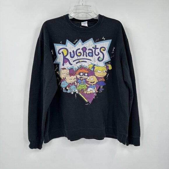 vintage Y2K RUGRATS sweatshirt nickelodeon crewneck black unisex 90s XL - Picture 1 of 8
